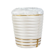 Pouf Doric 345 in tessuto avorio e oro