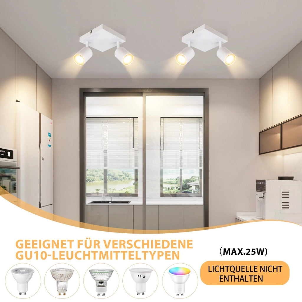ZMH Faretto da soffitto 2 fiamme GU10 lampada da soffitto moderna parete orientabile 330° soggiorno