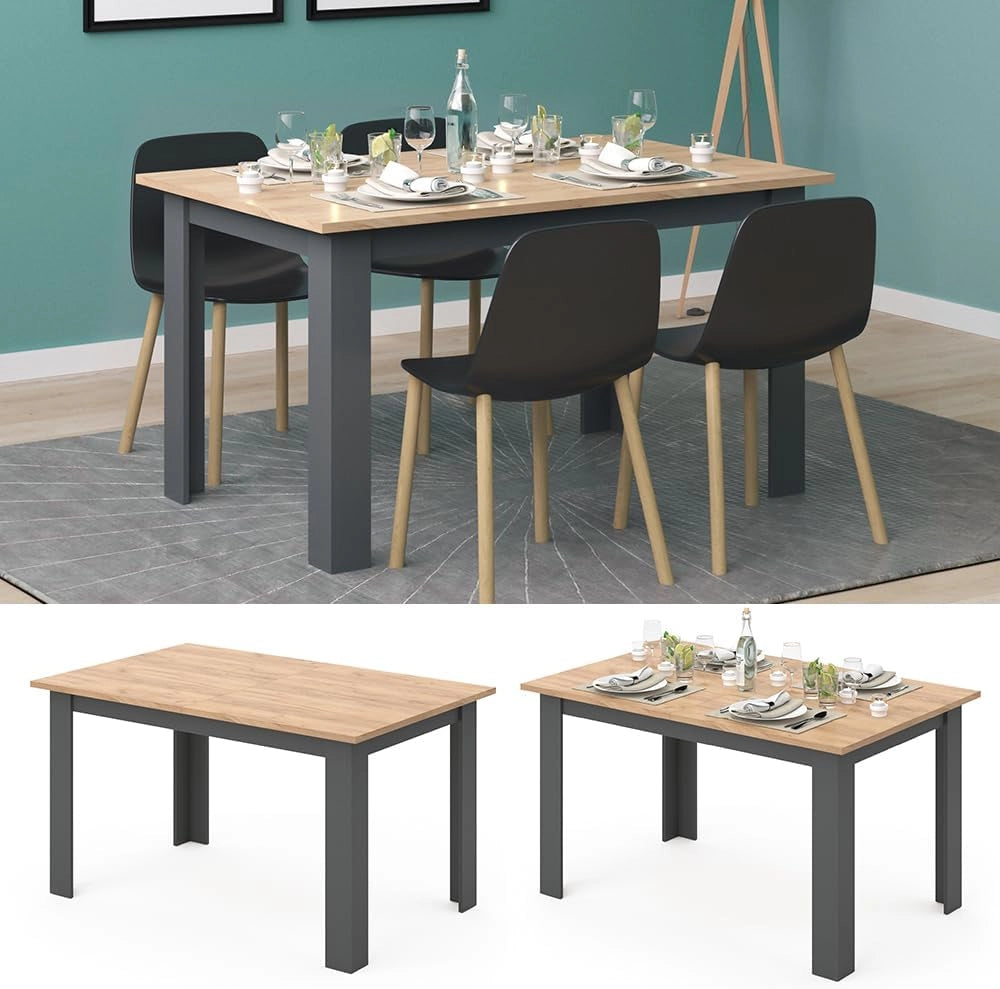 Tavolo da pranzo Karlos, Quercia dorata, 140 x 90 cm, per l'utilizzo come tavolo da pranzo fisso in soggiorno o sala da pranzo