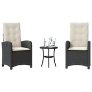 Set da Bistrò 3 pz con Cuscini Nero in Polyrattan