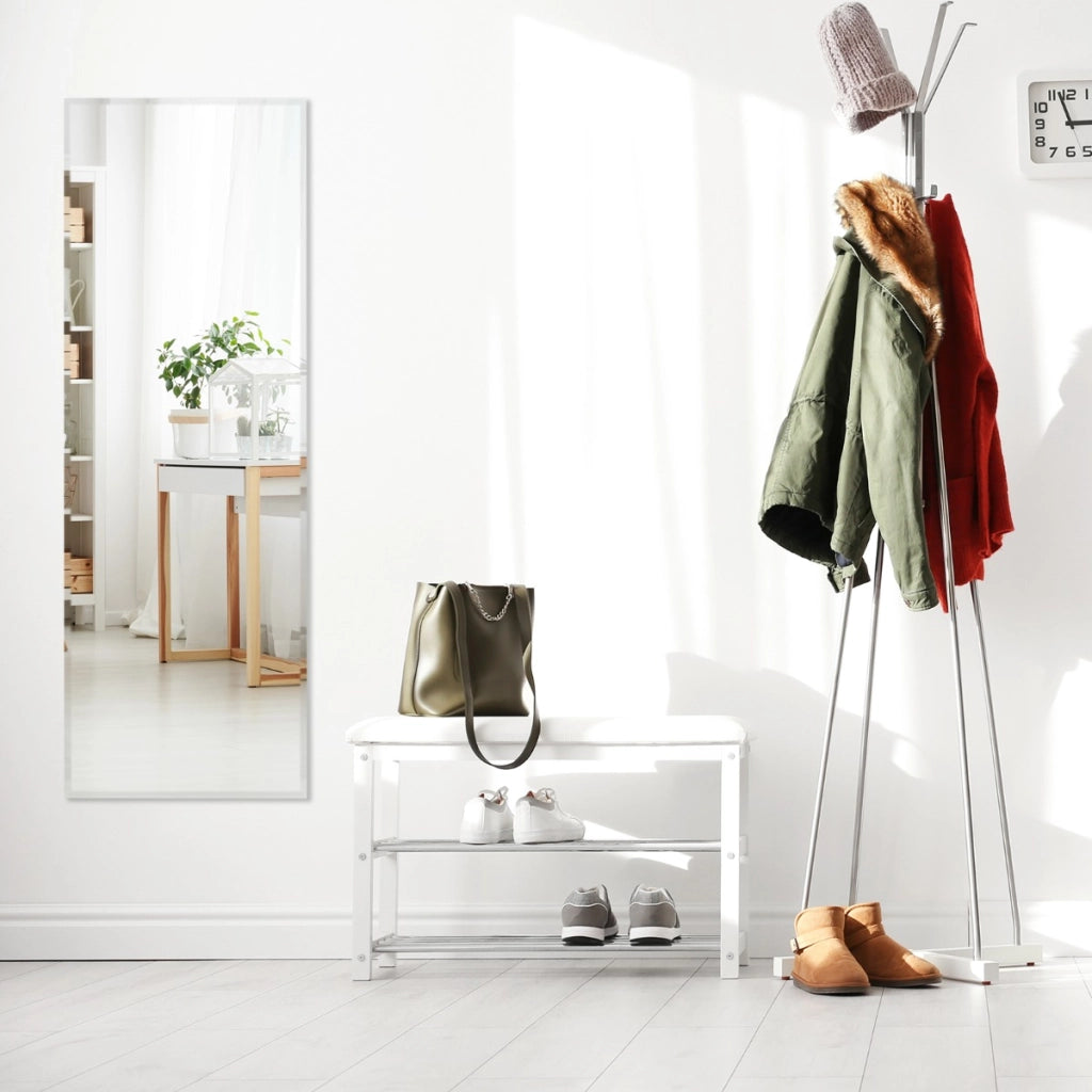 Specchio rettangolare da parete con bordo smussato , Specchio senza cornice di grandi dimensioni 110x38cm-Specchi da parete