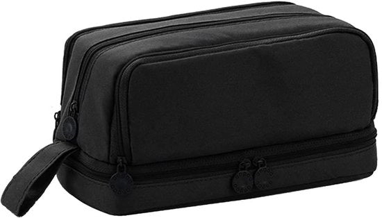 Etui per ragazzi, ragazze e adolescenti, grande borsa, borsa per adulti, scuola, borsa a 4 compartimenti (nero)