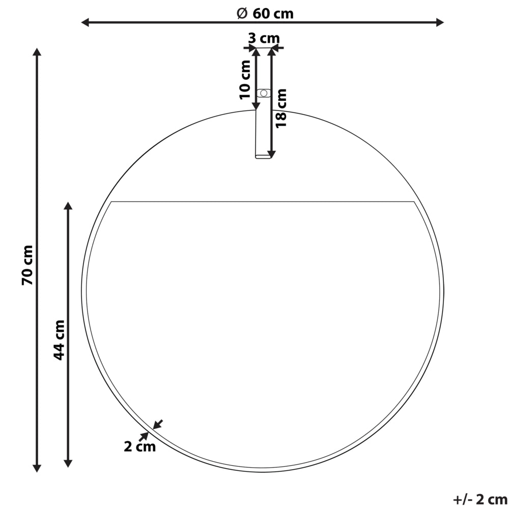 Specchio da parete in metallo dorato con cinturino in ecopelle rotondo 60 cm decorativo da appendere pezzo moderno glamour