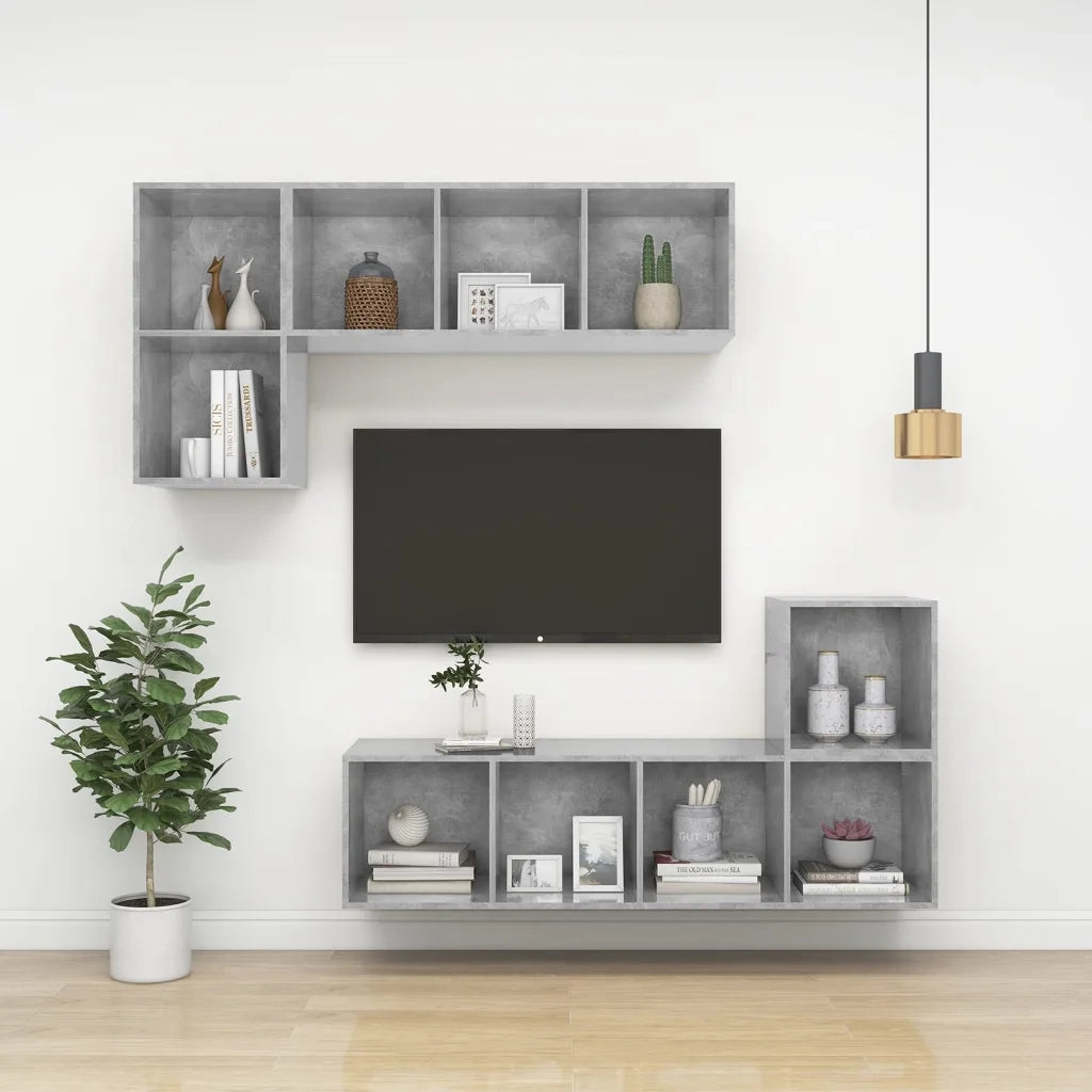 Mobile TV da Parete Grigio Cemento 37x37x72cm Legno Multistrato 805475