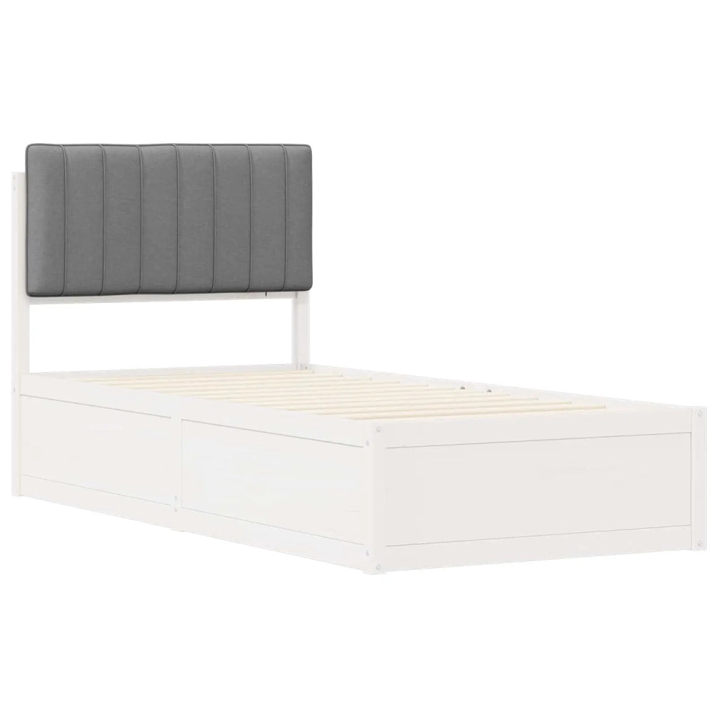 Letto con Testiera Rivestita Grigio chiaro 90 x 190 cm