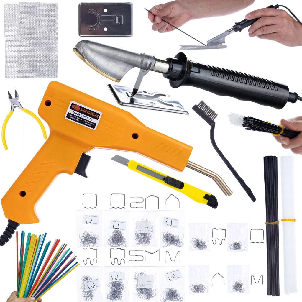 Saldatore per Plastica con Set di Reti e Graffette – Design Ergonomico, 200 Graffette, 800 Pezzi