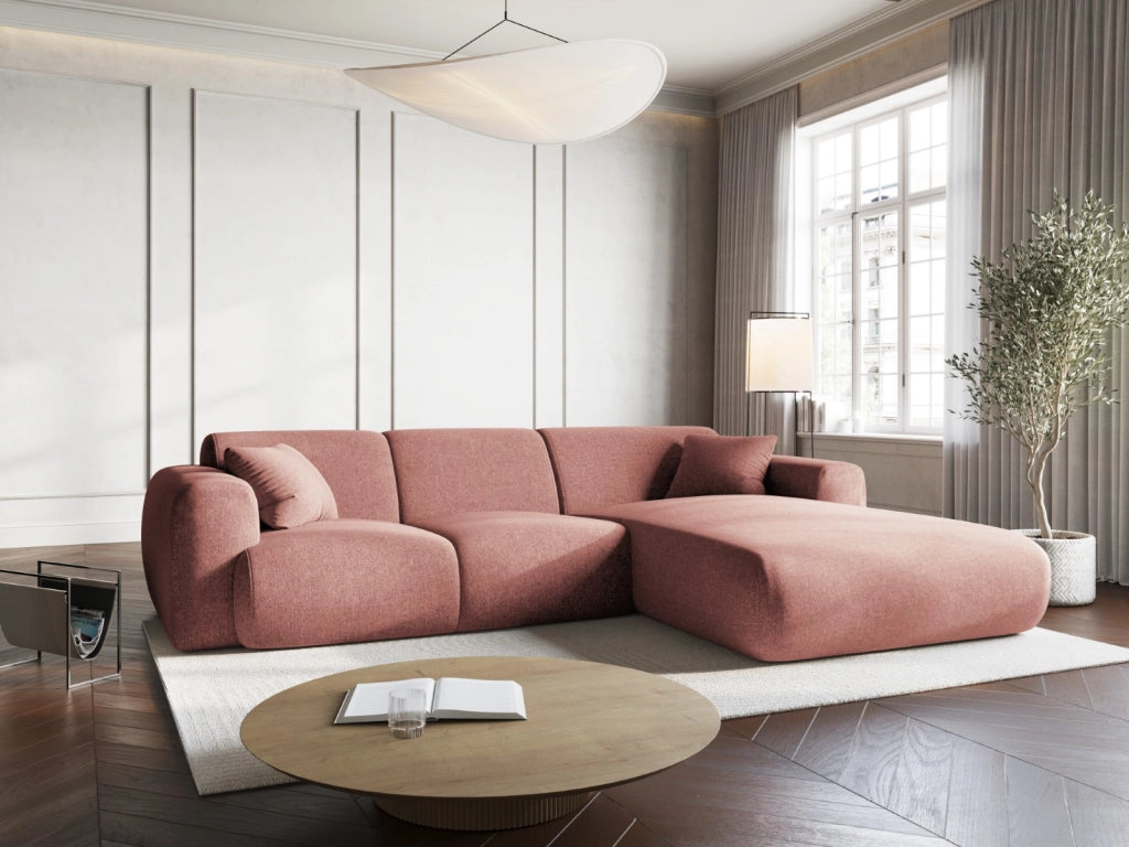 Cosmopolitan Design - Divano angolare destro "Nolio" 4 posti in ciniglia rosa 