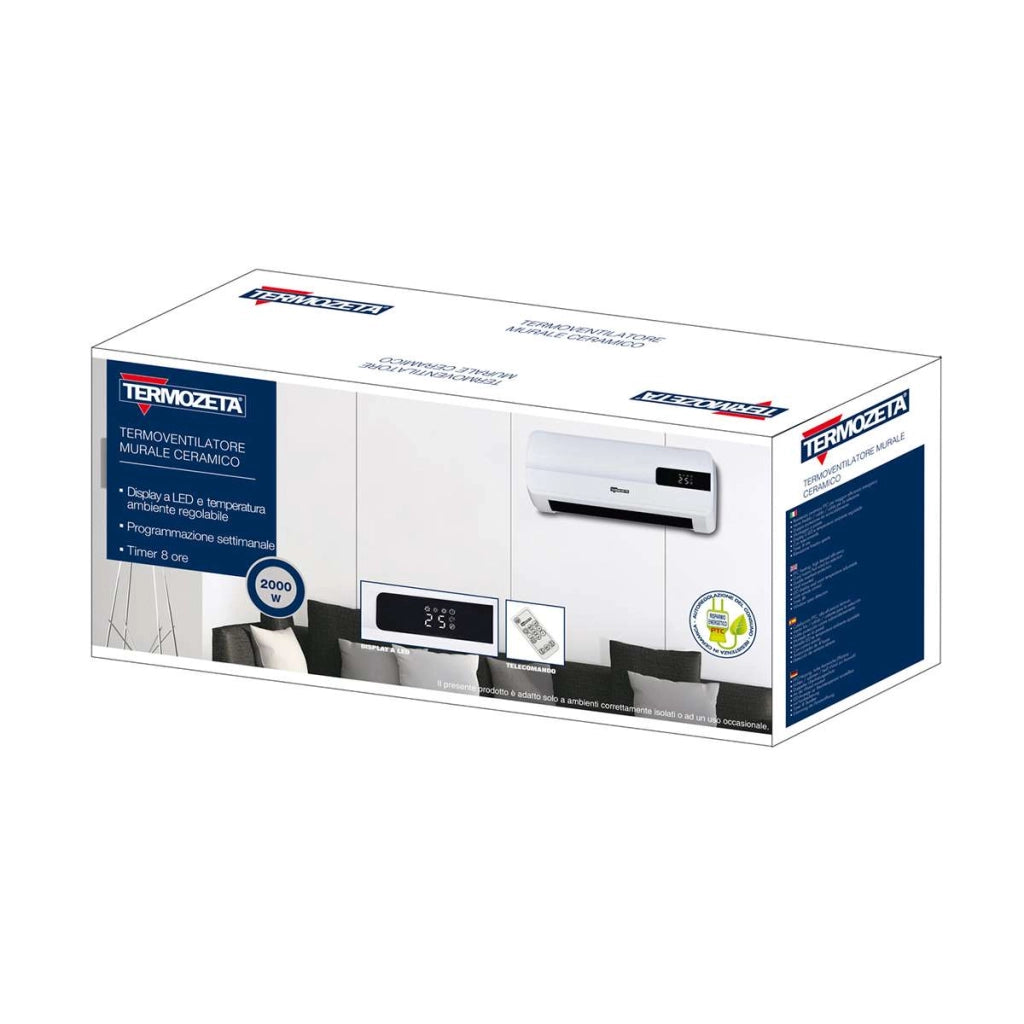 Termoventilatore a Parete Murale Riscaldatore Casa Caldo e Ventilato Bagno TERMOZETA TZR06N