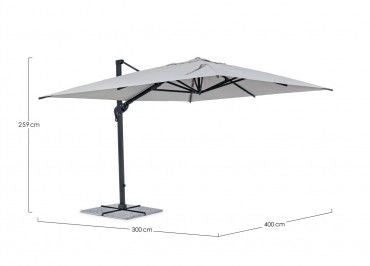 OMBRELLONE BRACCIO INES 3X4 ANTRACITE TELO GRIGIO CHIARO