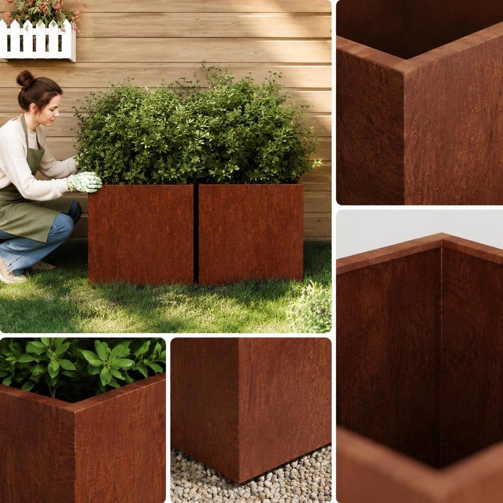 Plant Pots, 2 Pieces, 32x30x29 Cm, Corten Steel