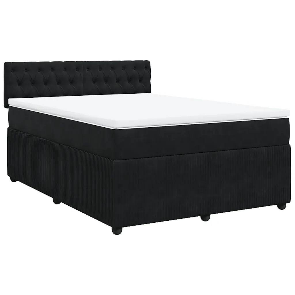vidaXL Giroletto a Molle con Materasso Nero 160x200 cm in Velluto