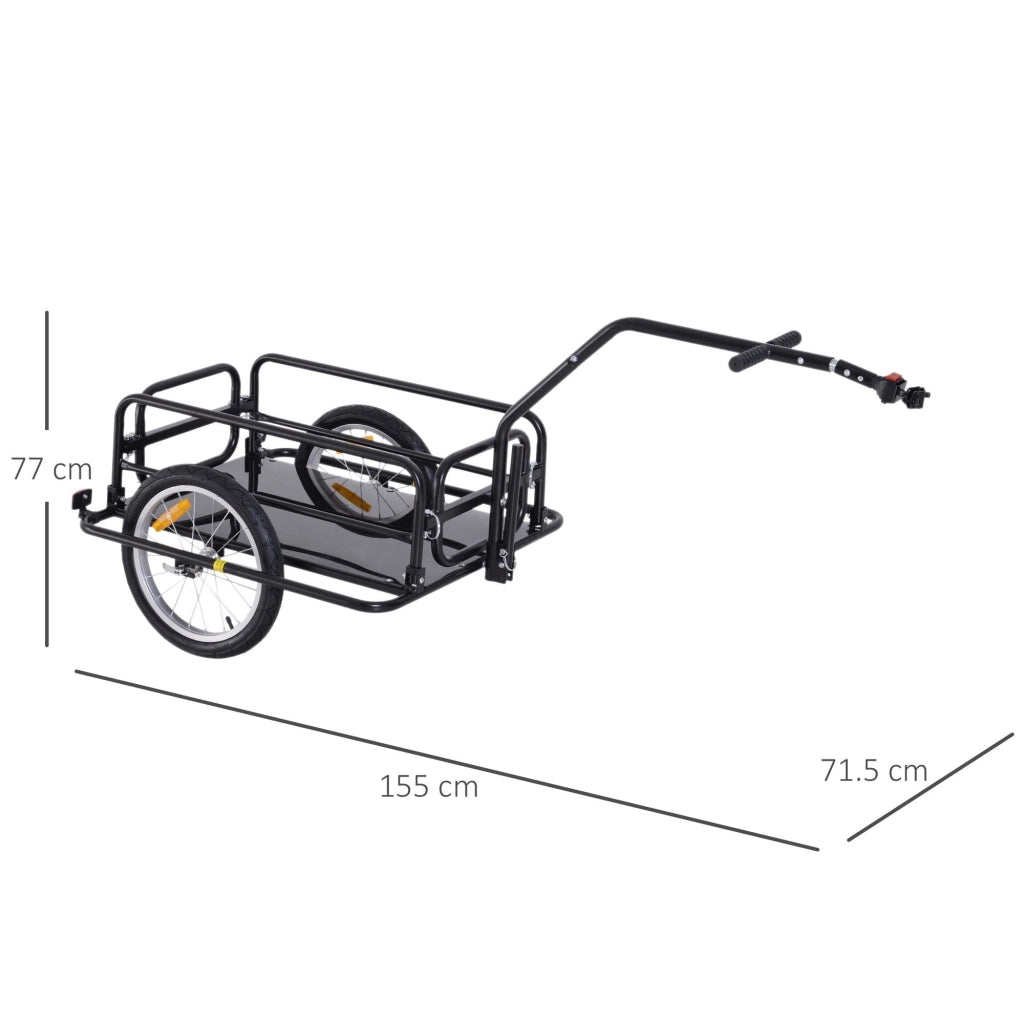 EasyComfort Carrello per Bicicletta Rimorchio Cargo Bici Trasporto di Oggetti Pieghevole Portata 36kg 156x72x82cm
