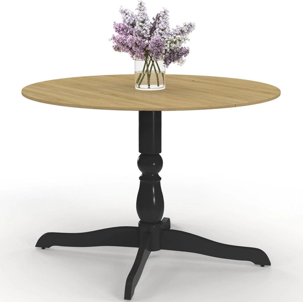 Tavolo da pranzo rotondo MARIE 4-6 persone in faggio e nero 110 cm