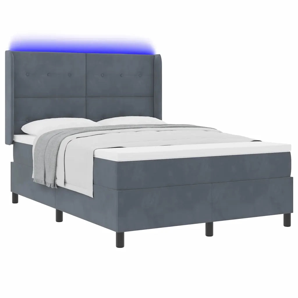 Letto a molle con strisce LED Grigio scuro 160 x 200 cm Velluto 3343875