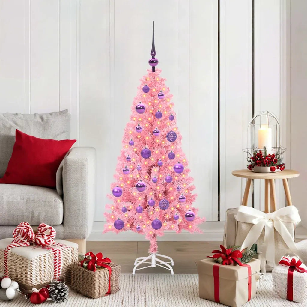 Albero di Natale con 150 LED con supporto Rosa 120 cm PVC 3396413