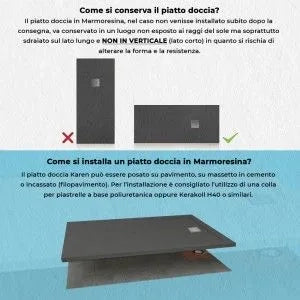 Piatto doccia filo pavimento 70x140 in resina Karen pietra ardesia