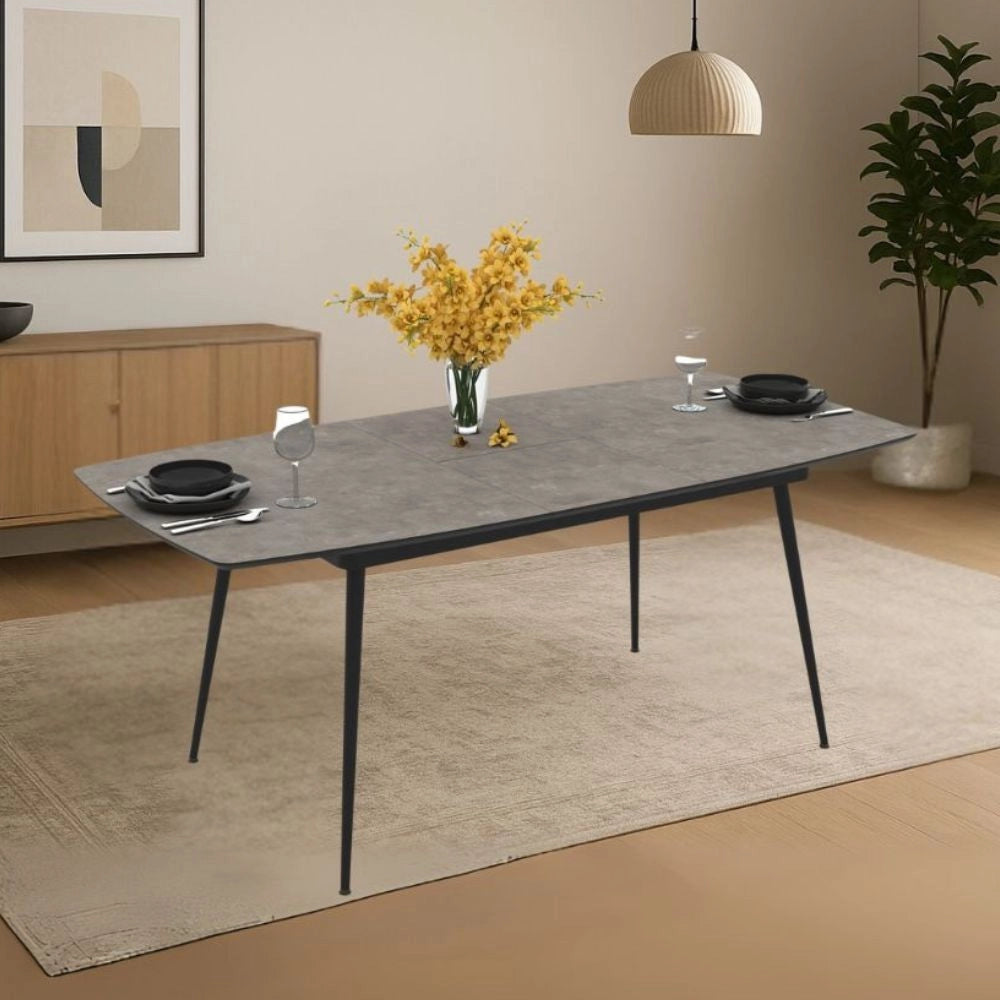 Tavolo allungabile Yense colore cemento con gambe nere 145x80x75H