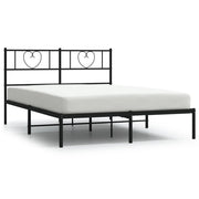 Letto matrimoniale | Letto per adulti | Giroletto con Testiera in Metallo Nero 140x190 cm