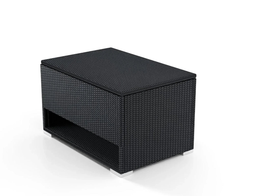 Contenitore da terrazza 95 x 60 x 58 cm con ripiano per scarpe design elegante e protezione durevole in rattan PE nero 20_0011491