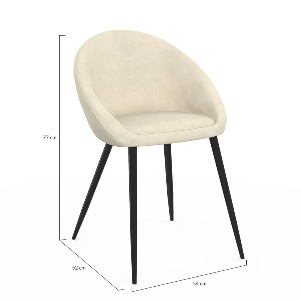 IDMarket - Set di 4 sedie da pranzo in velluto crema NAYA