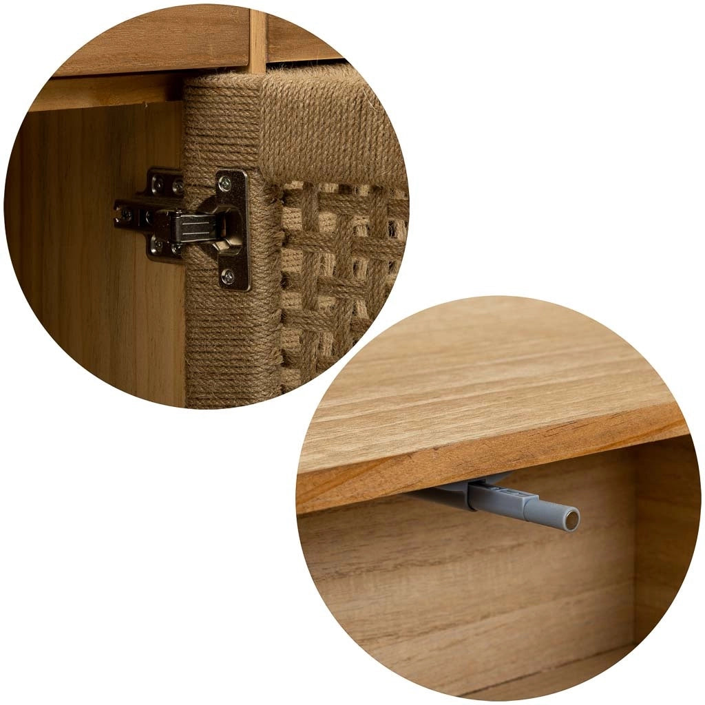 Armadio in legno e corda intrecciata marrone 75x45x170h