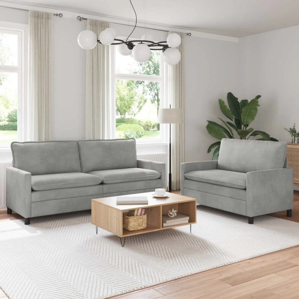 Set di divani 2 pcs Grigio Chiaro Velluto