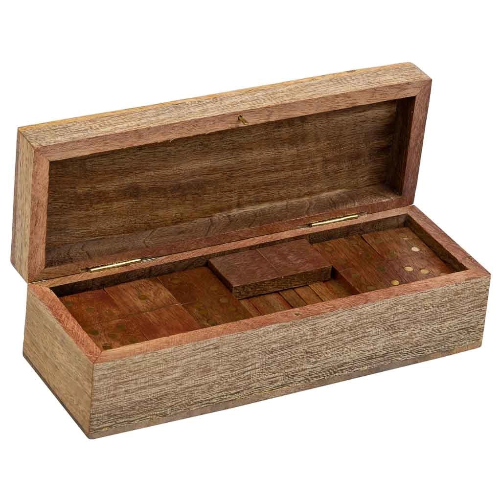 Domino in scatola di legno marrone 20x7x6h