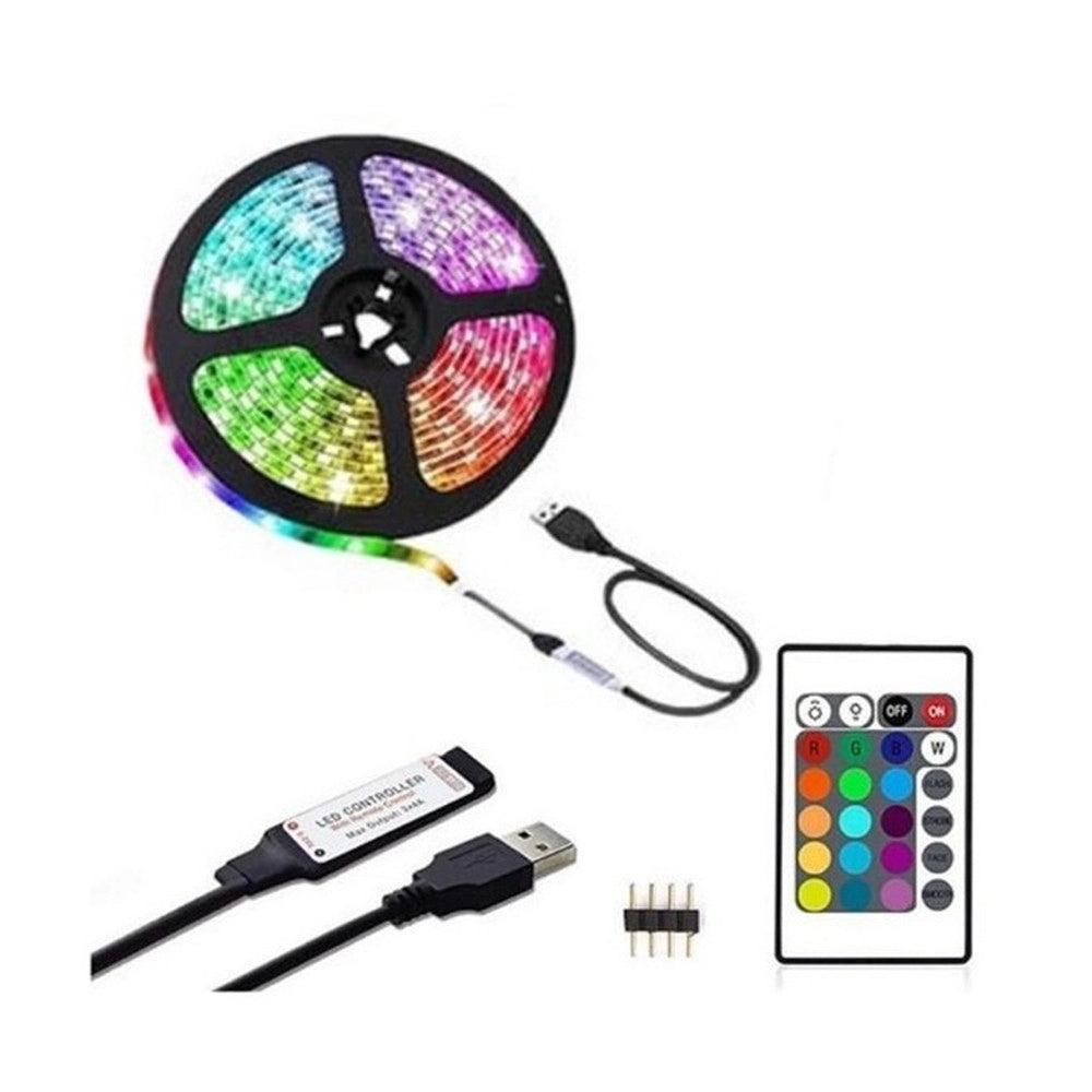 Trade Shop - Striscia Luminosa Led Rgb Smd5050 Impermeabile Ip67 Usb 5v Dc Con Telecomando 5mt Q-dt50 -