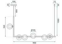 Lampada Da Soffitto Metallico Industrial Di Vetro Nero APP755-6CP