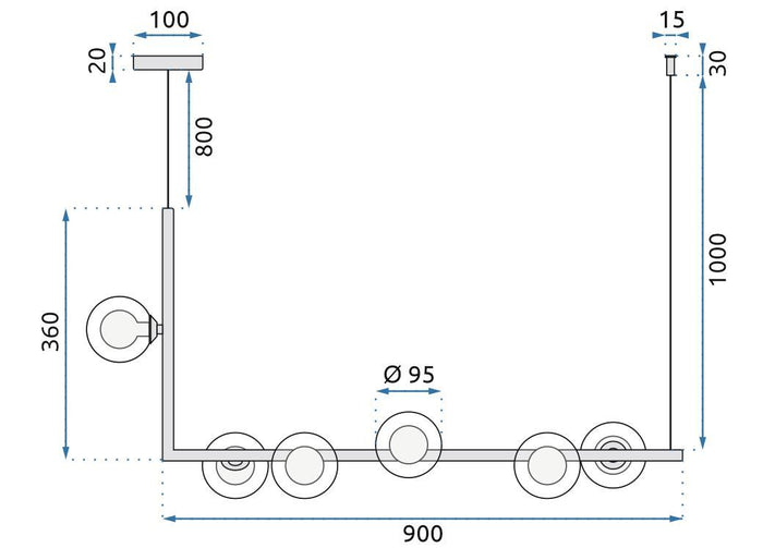 Lampada Da Soffitto Metallico Industrial Di Vetro Nero APP755-6CP