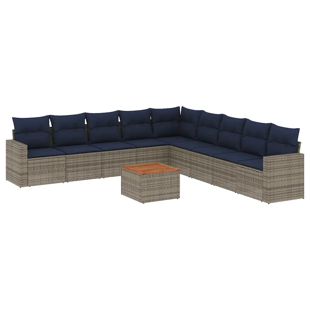 Set Divani da Giardino 10 pz con Cuscini Grigio in Polyrattan 3256502
