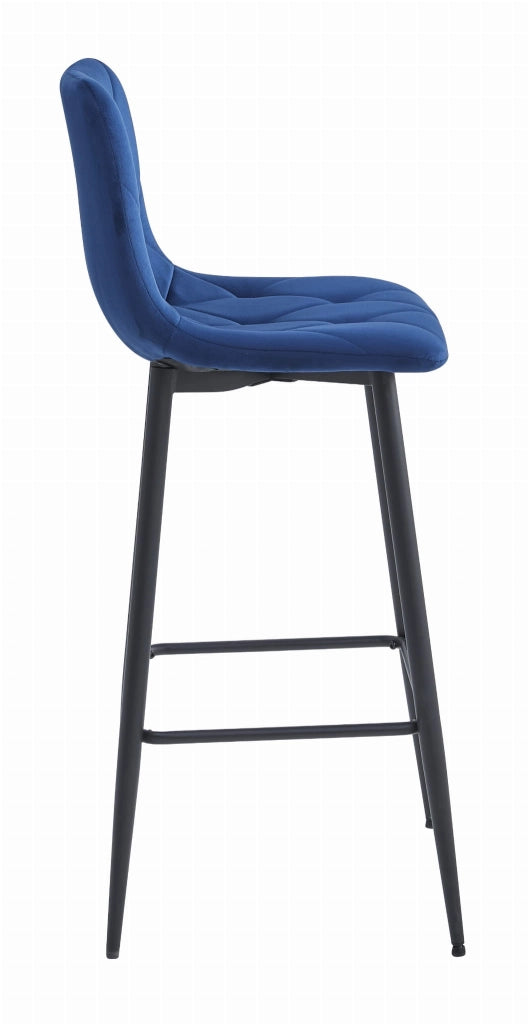 Sgabello Valora KODA in velluto blu navy con gambe nere x2
