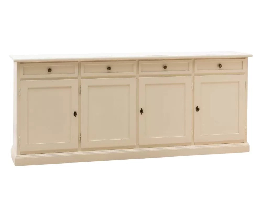 Madia credenza 4 porte legno shabby avorio anticato 205x42x85 - Mobili 2G