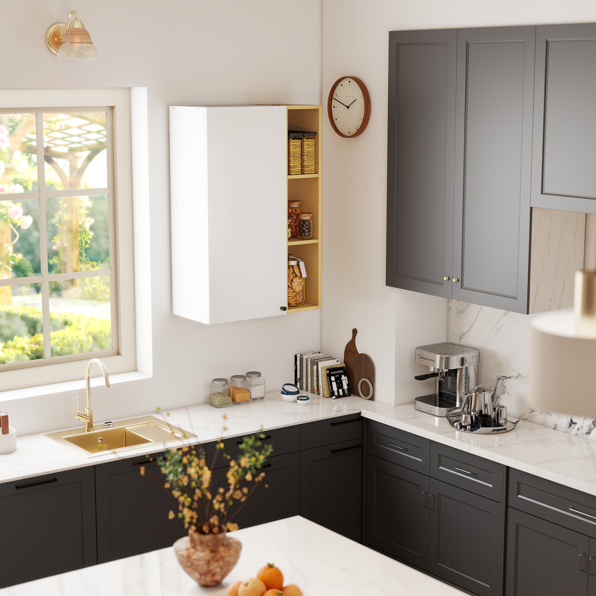 Armadietto Bagno a Parete 59,5x30x90 cm con Ripiani Regolabili e 3 Mensole Aperte Bianco e Legno