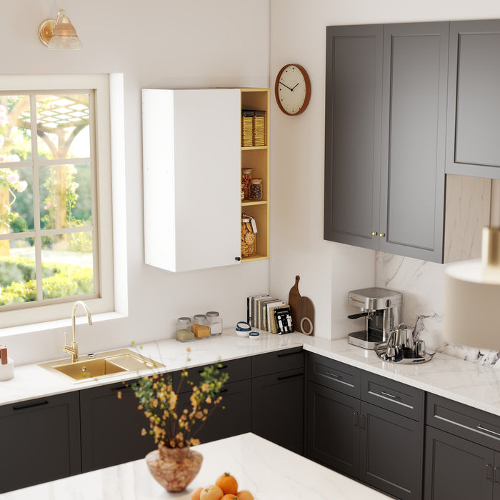 Armadietto Bagno a Parete 59,5x30x90 cm con Ripiani Regolabili e 3 Mensole Aperte Bianco e Legno