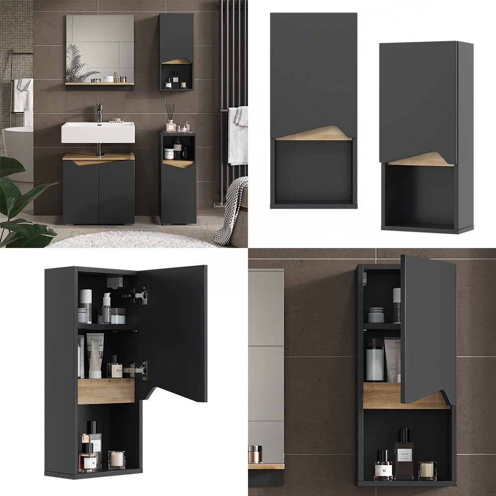 Vicco Mobile bagno Antracite 30 x 67 cm con porta e vano aperto