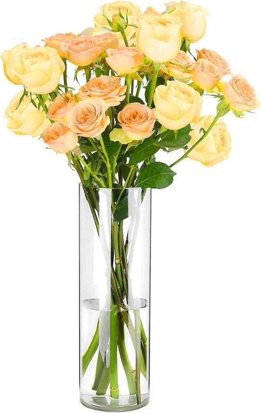 Vaso trasparente in plastica acrilica, stile cilindrico, leggero e resistente, adatto per decorazione di tavola, 12x30 cm