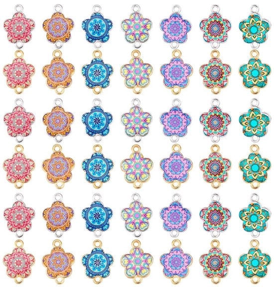 Set di 56 Bocchini in Emaille a Fiore per Creare Gioielli in 14 Colori