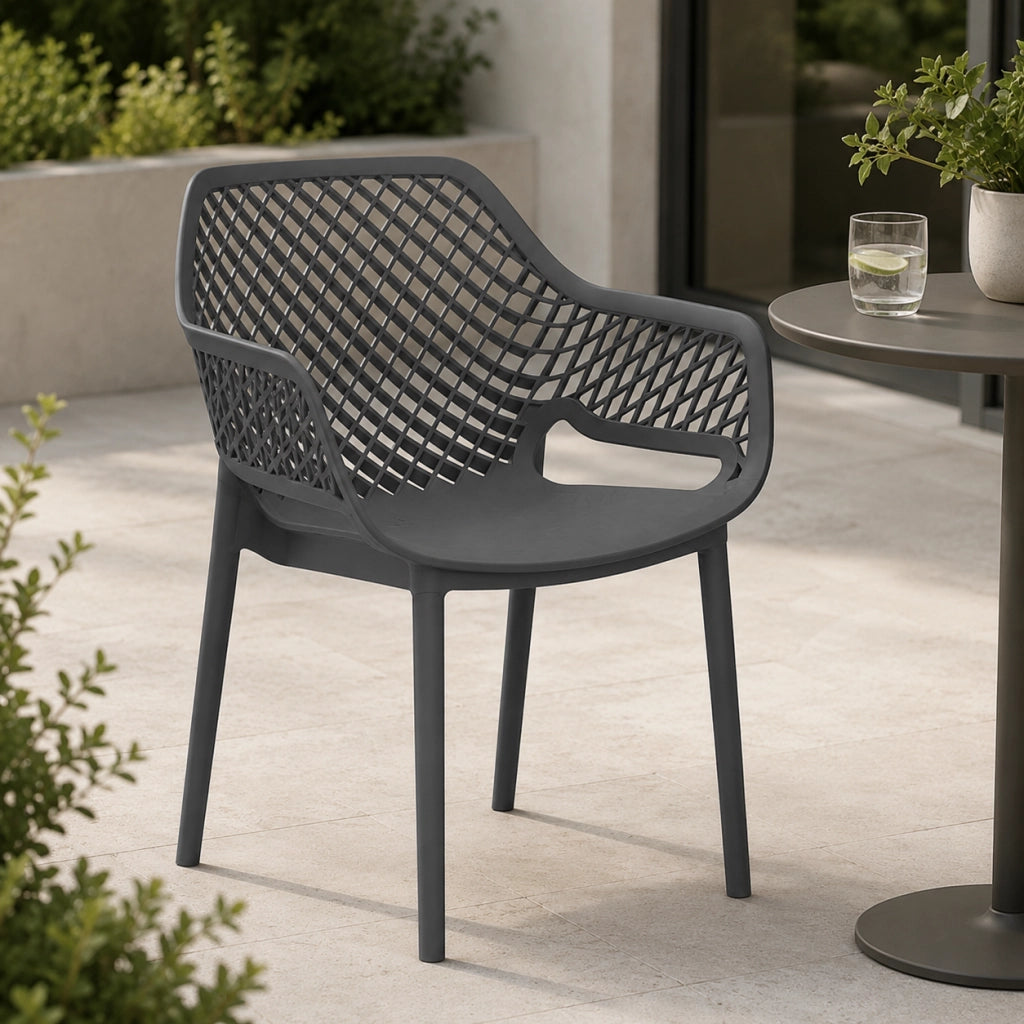 SEDIA IN POLIPROPILENE SCHIENALE FORATO 'ARIA ARMCHAIR' grafite  - BICA