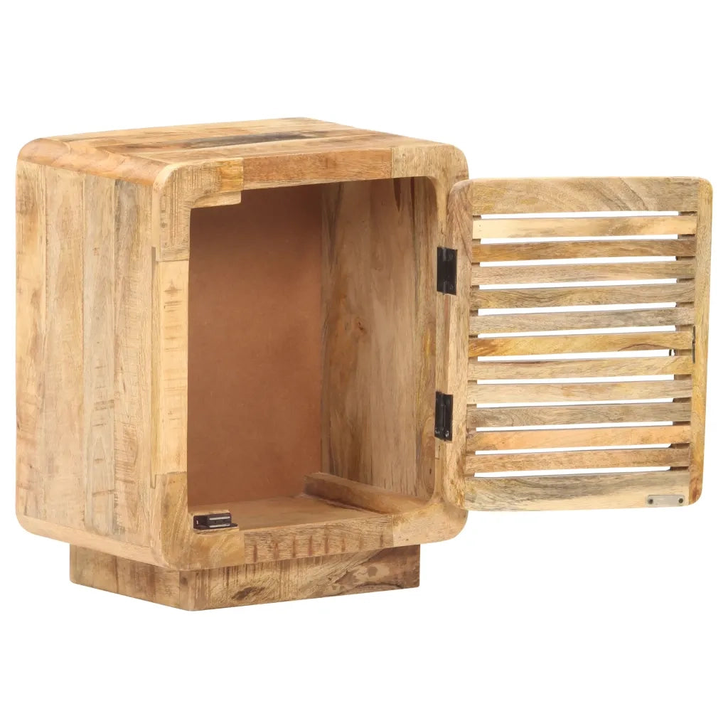Comodino-Tavolino da notte 40x30x50 cm in Legno Massello di Mango Grezzo 960814