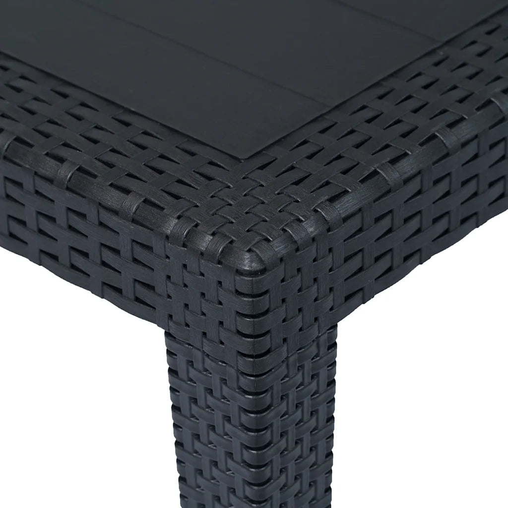 Tavolo da Giardino | Tavolino da esterno Antracite 150x90x72 cm Plastica Stile Rattan