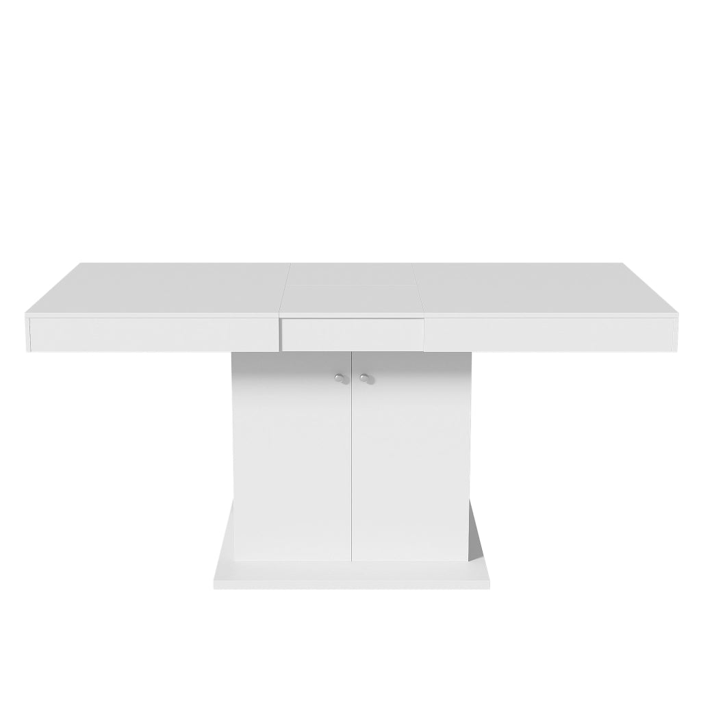 Tavolo da Pranzo Allungabile ¨C MINIMAL ¨C Bianco, Rettangolare, Salvaspazio, 140/180x80x76cm
