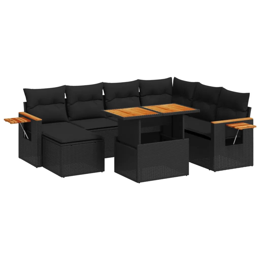 Set Divani da Giardino con Cuscini 8 pz Nero in Polyrattancod mxl 113023
