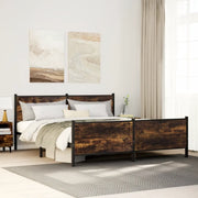 vidaXL Giroletto senza Materaso in Metallo Rovere Fumo 200x200 cm