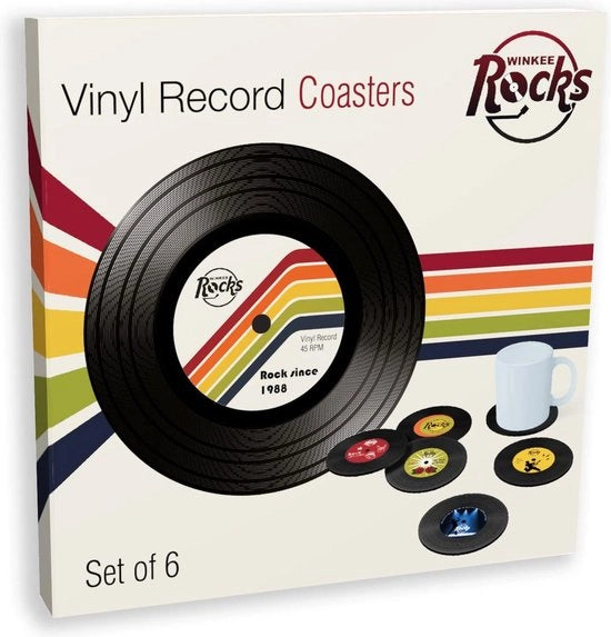Sostegni per dischi in vinile - sostegni retro in vetro - coperchio per bicchiere in silicone - idea regalo rotonda per uomo per Natale, serata tra amici, compleanno