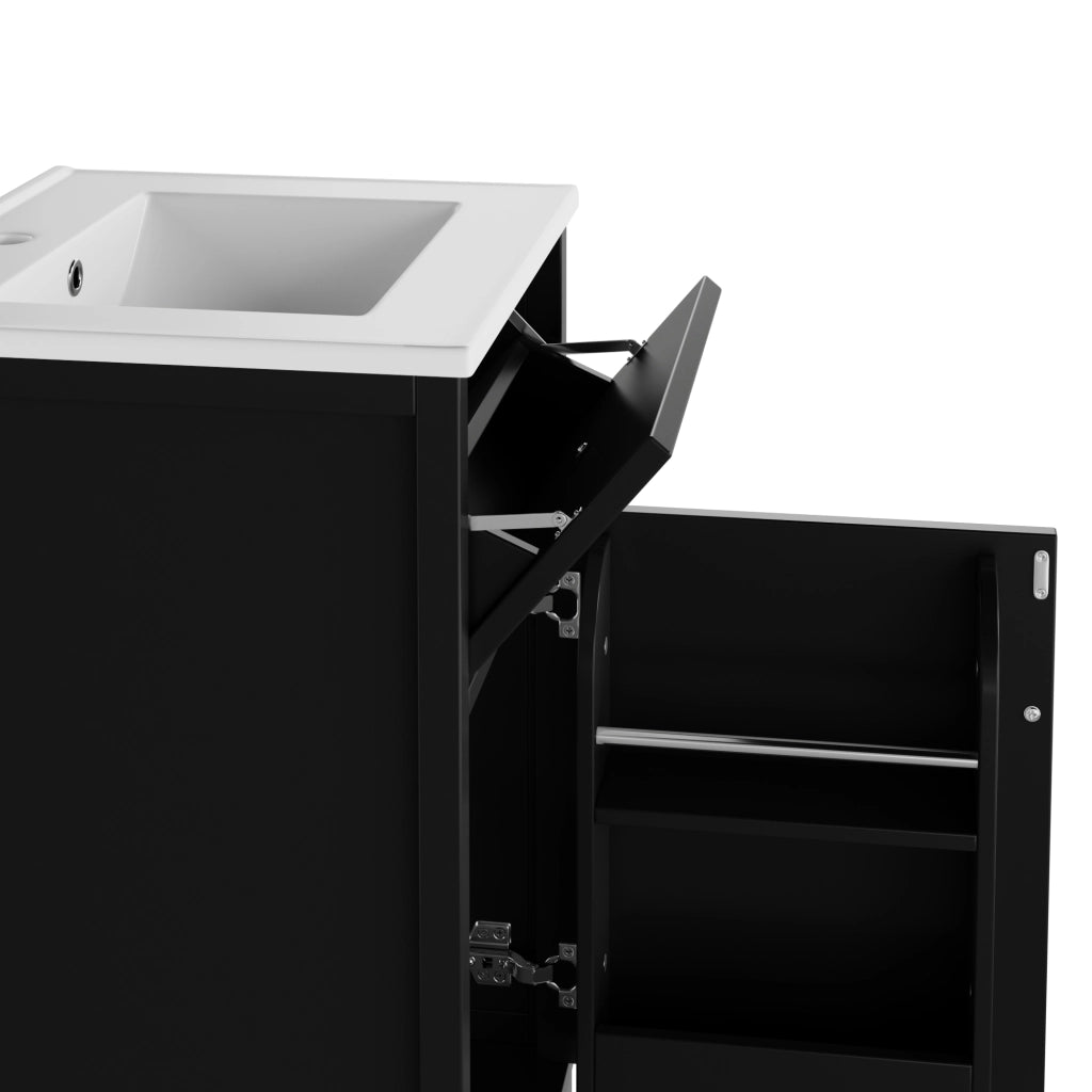 Mobile da bagno con 1 anta; 1 cassetto e ripiano regolabile; per bagno; 51×46×87 cm; nero