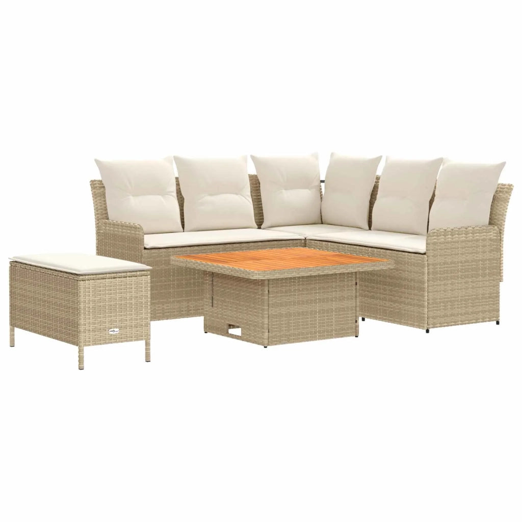 Set di Mobili 5 pz Beige e Crema Rattan in PE 3422206