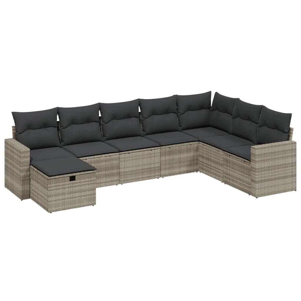 Set Divano da Giardino 8pz con Cuscini Grigio Chiaro Polyrattan 3263588