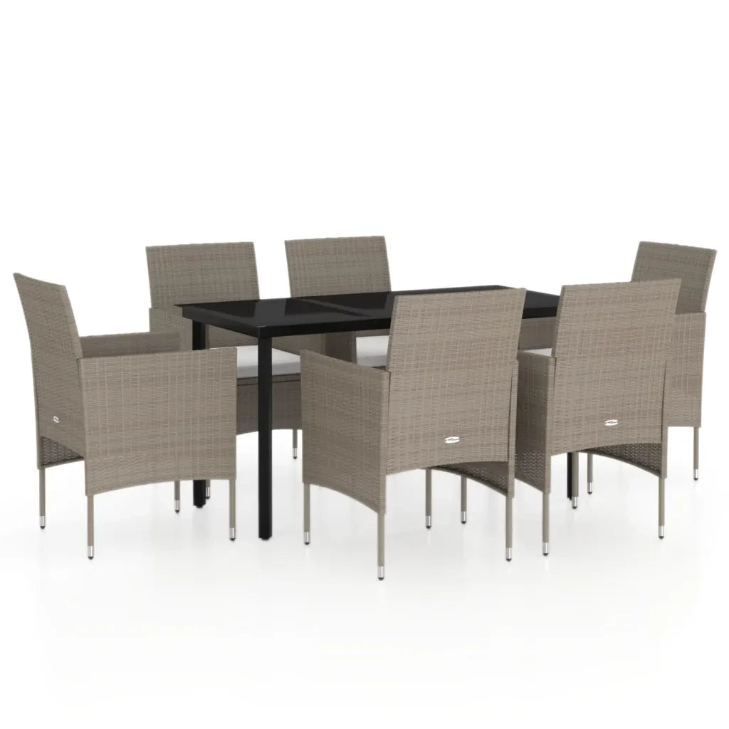 Set da Pranzo da Giardino 7 pz con Cuscini Beige e Nero cod mxl 44356