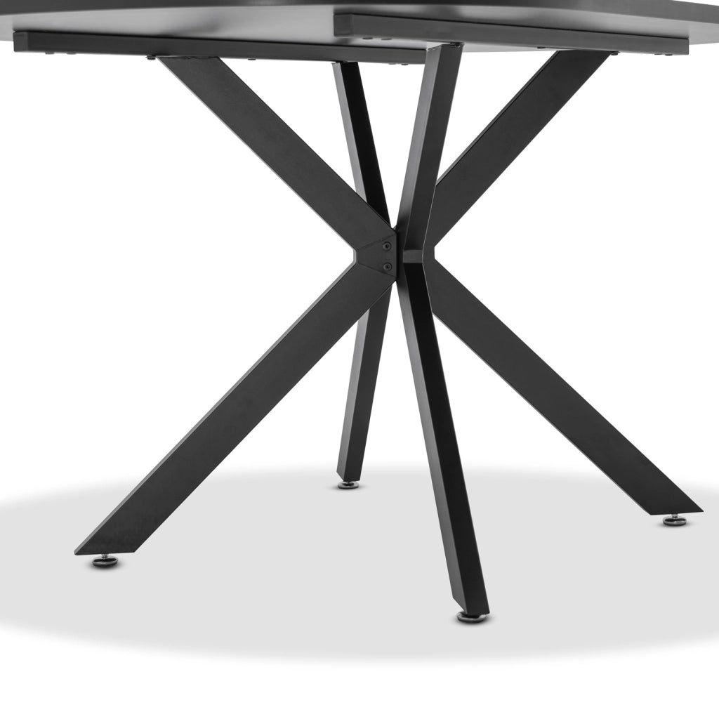 Marui - Tavolo da pranzo ovale in legno e metallo con piede centrale Kiso 180x100 cm - nero opaco